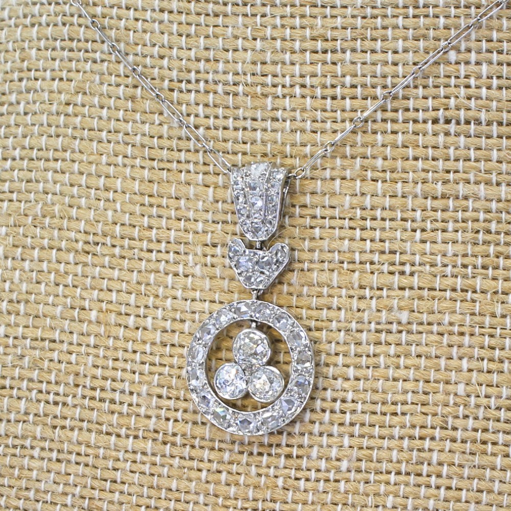 Edwardian 0.90 Carat Old Cut & Rose Cut Diamond Pendant, circa 1910