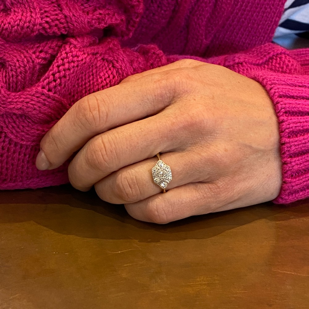 Mid Century 0.41 Carat Brilliant Cut Diamond Cluster Ring, circa 1960 View VII