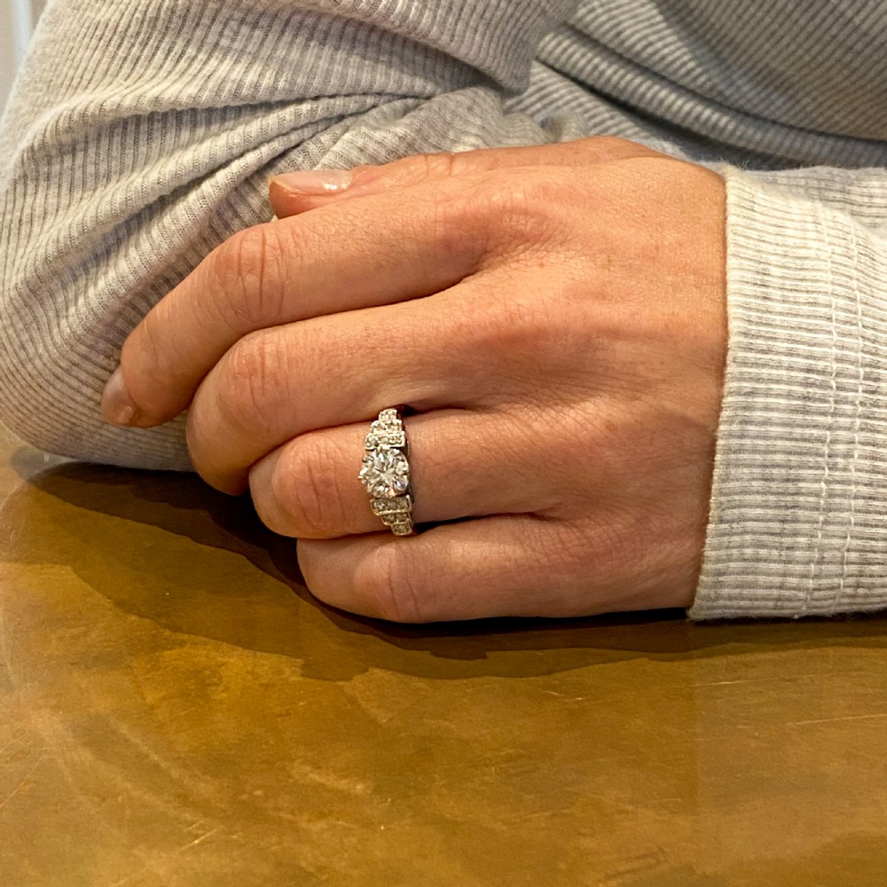 Mid Century 1.23 Carat Transitional Cut Diamond Engagement Ring, circa 1950 View VIII