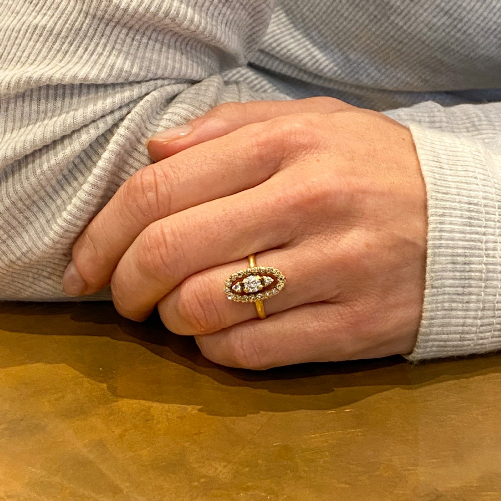 Mid Century 0.61 Carat Transitional Cut Navette Ring, circa 1950 View VI