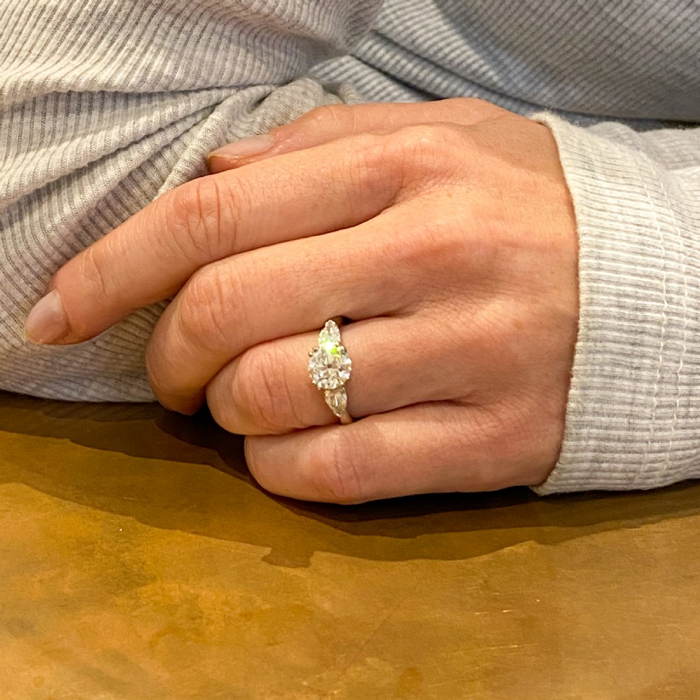 Mid Century 2.55 Carat Old Cut & Pear Cut Diamond Ring , circa 1955 View VII