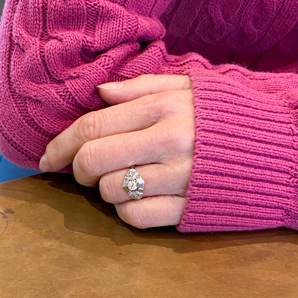 Mid Century 0.35 Carat Old Cut Diamond Ring, circa 1950 View VII