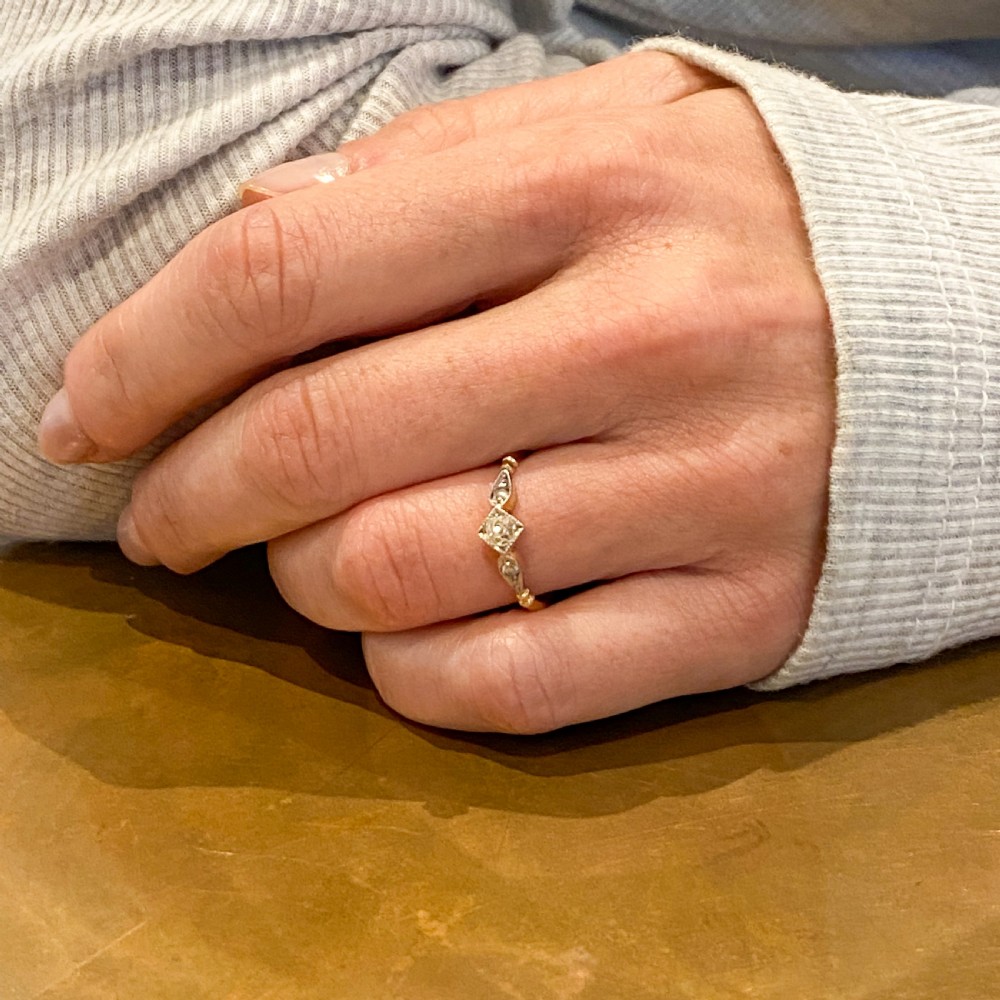 Edwardian 0.22 Carat Old Cut Diamond Engagement Ring, circa 1905 View VII