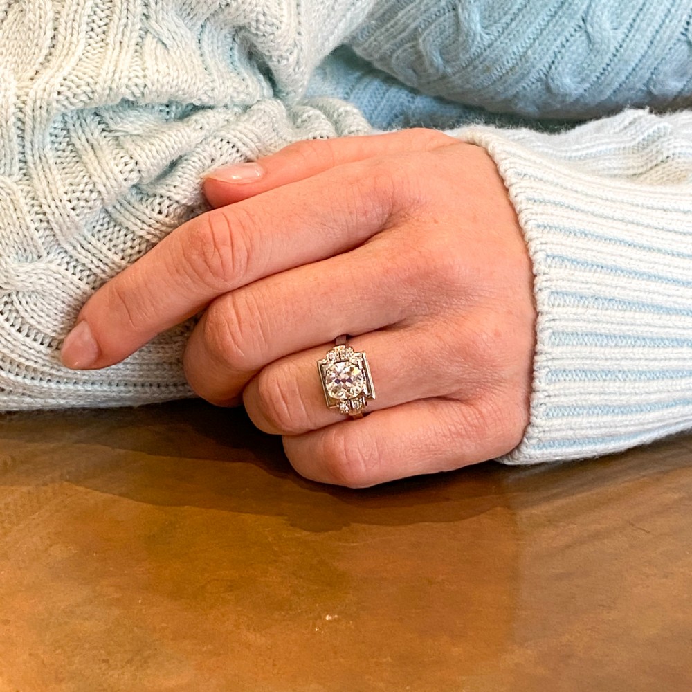 Art Deco 1.85 Carat Old Cut Diamond Solitaire Ring, circa 1925 View VIII
