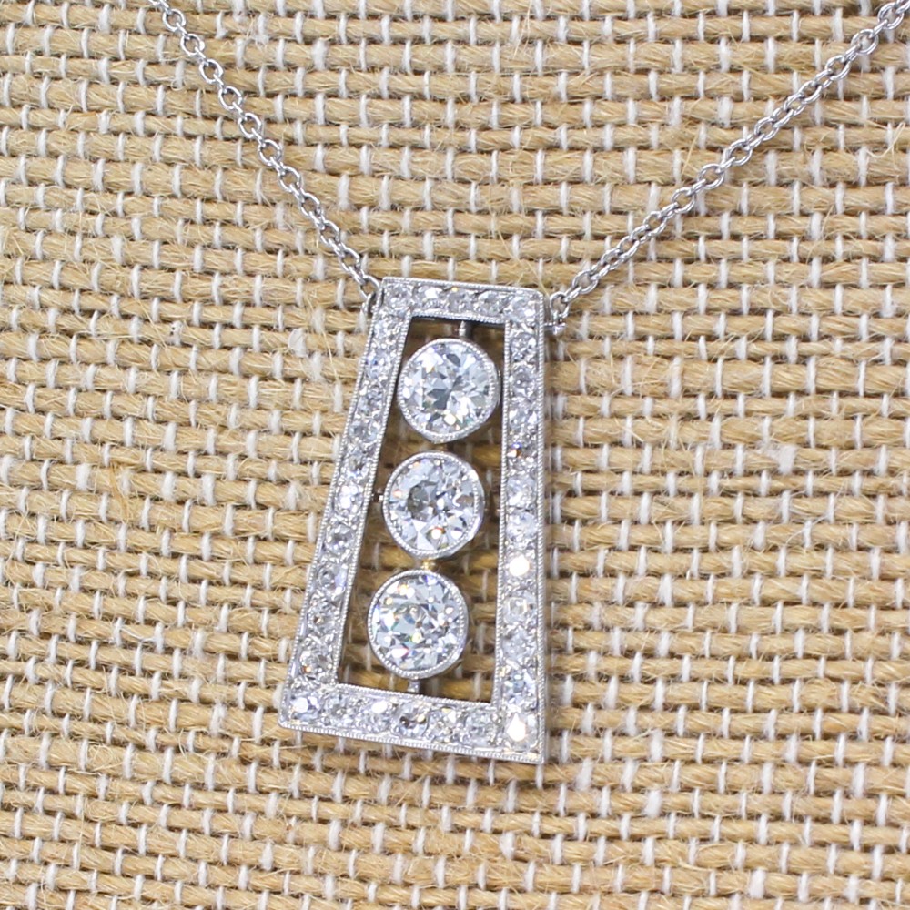 Art Deco 2.05 Carat Old Cut Diamond Pendant, circa 1925
