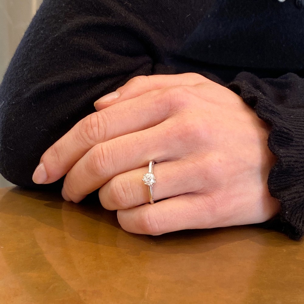 Mid Century 0.61 Carat Old Cut Diamond Engagement Ring, circa 1955 View VIII
