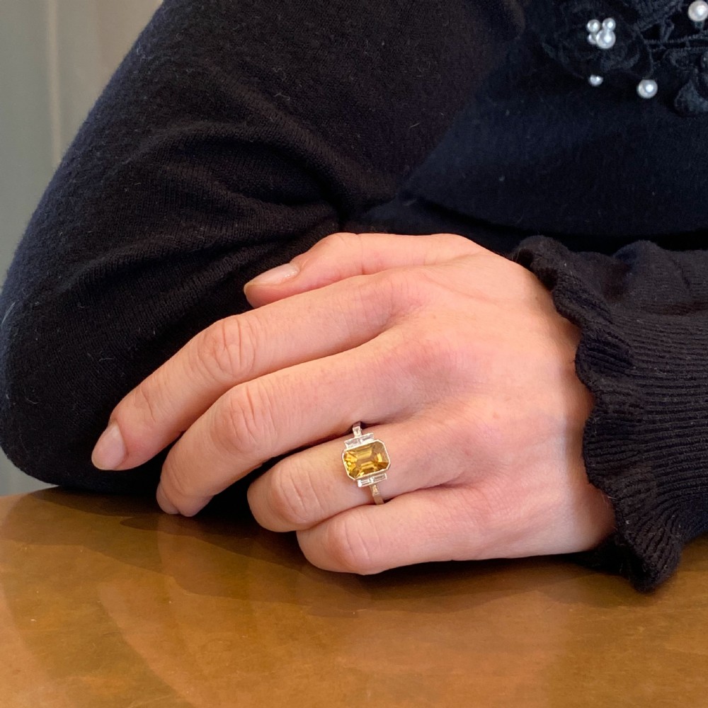 Art Deco 2.25 Carat Yellow Sapphire Solitaire Ring, circa 1935 View VIII