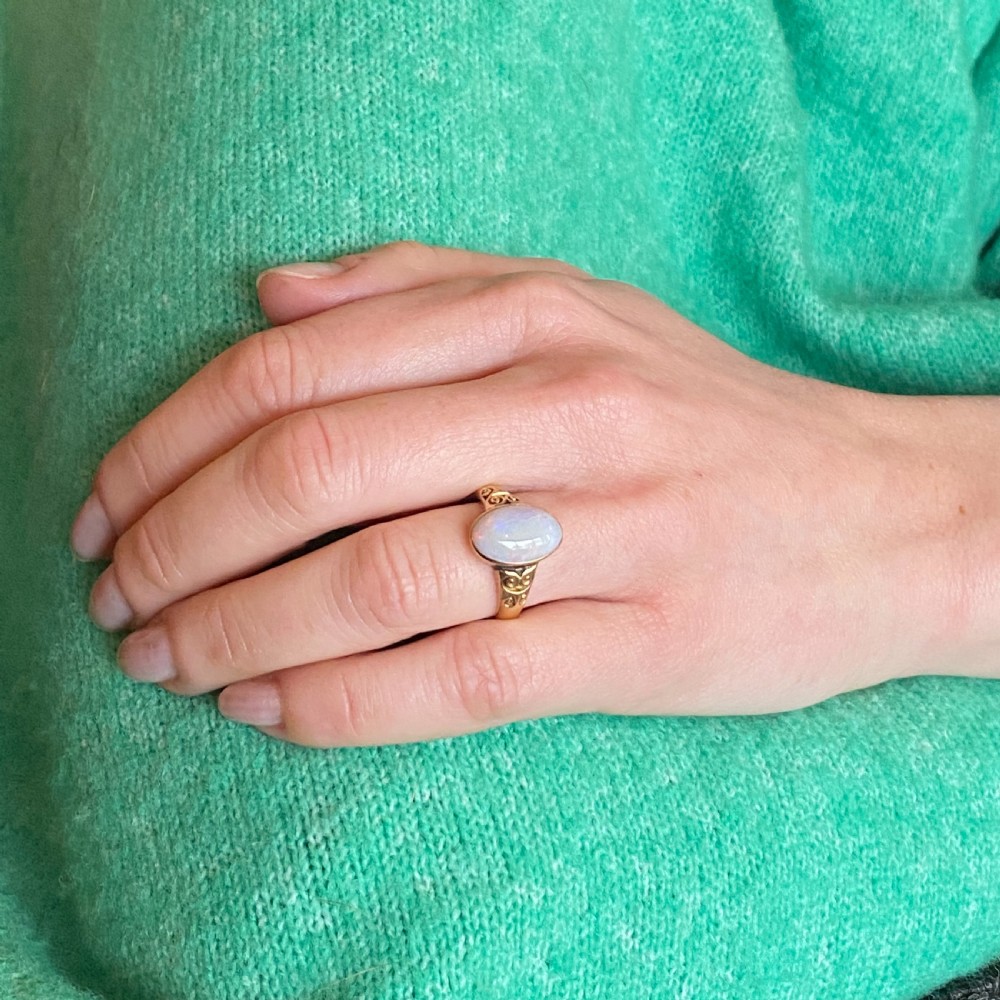 Victorian 3.00 Carat Opal Solitaire Ring, circa 1900 View VII