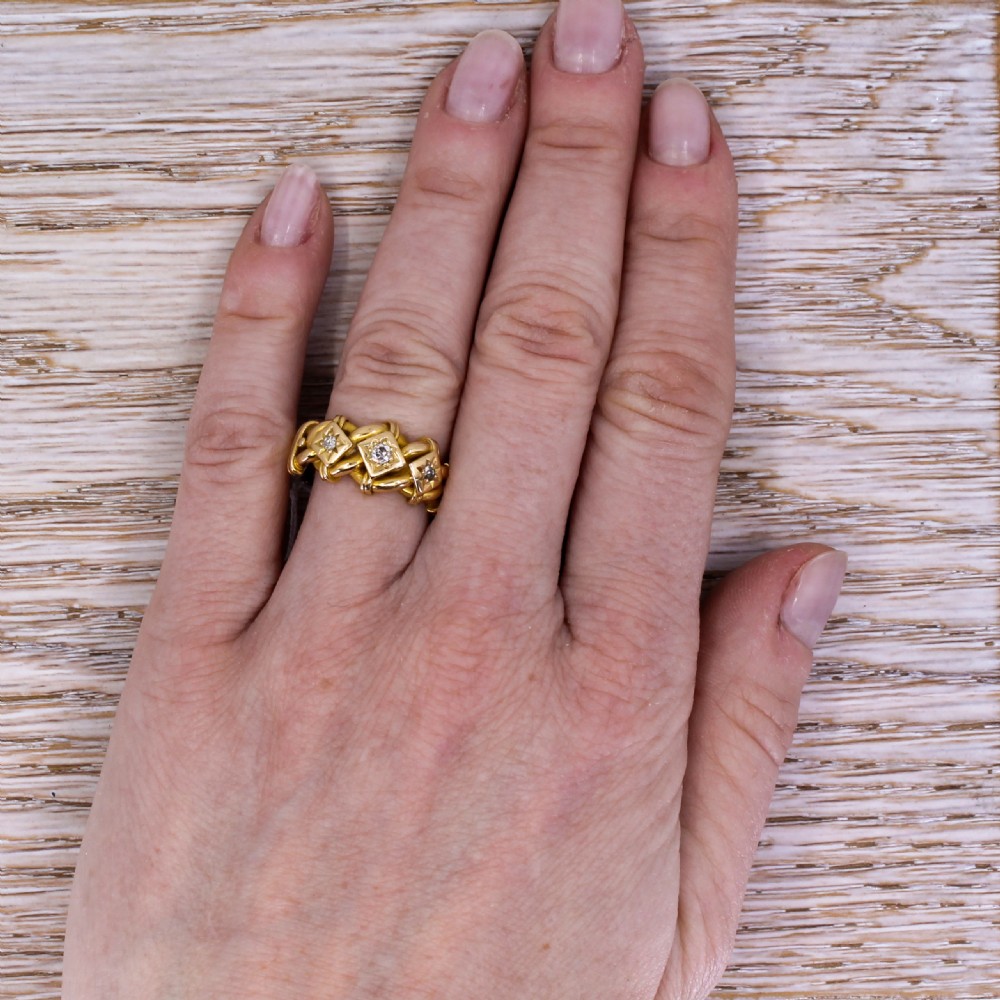 Edwardian Triple Knot Diamond Ring, dated 1910 View VI