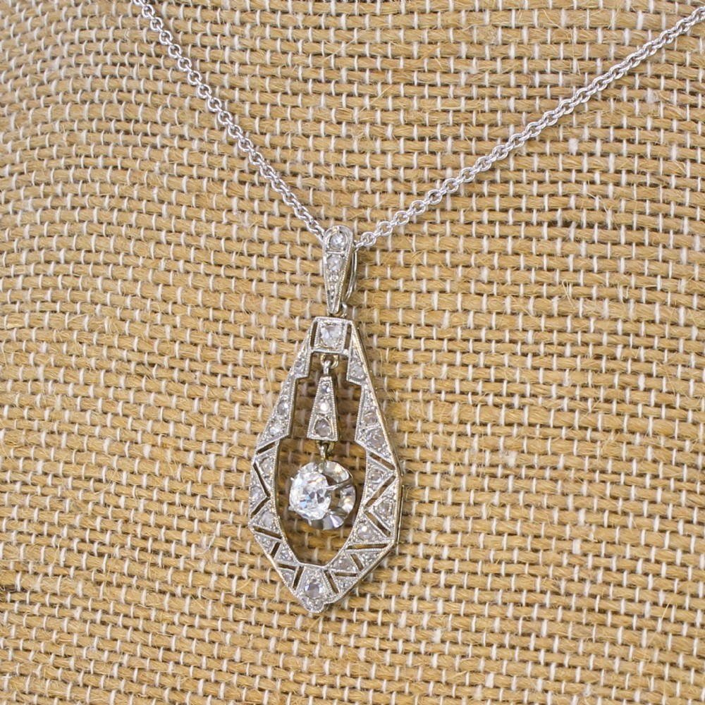 Edwardian 0.93 Carat Old Cut Diamond Pendant, circa 1910