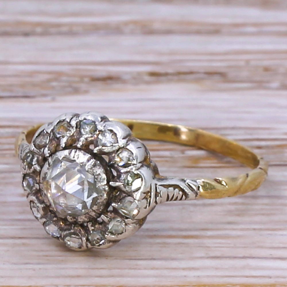 Georgian Rose Cut Diamond Cluster Ring, circa 1820