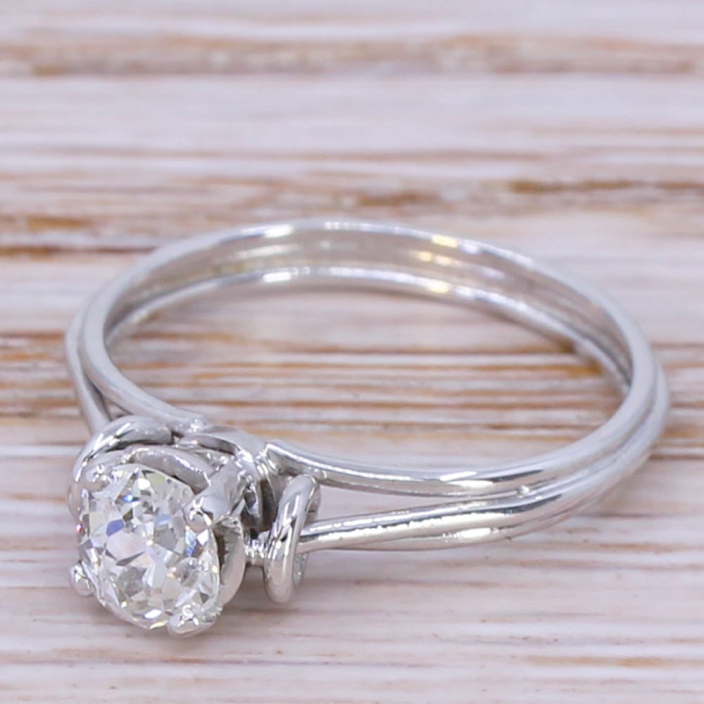 Mid Century 0.62 Carat Old Cut Diamond Engagement Ring, circa 1960