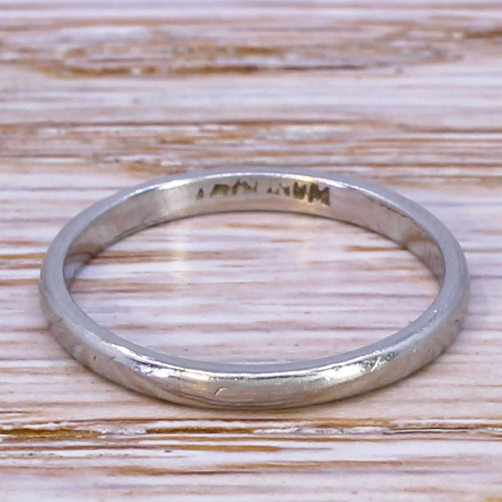 Art Deco Wedding Band Ring, Platinum