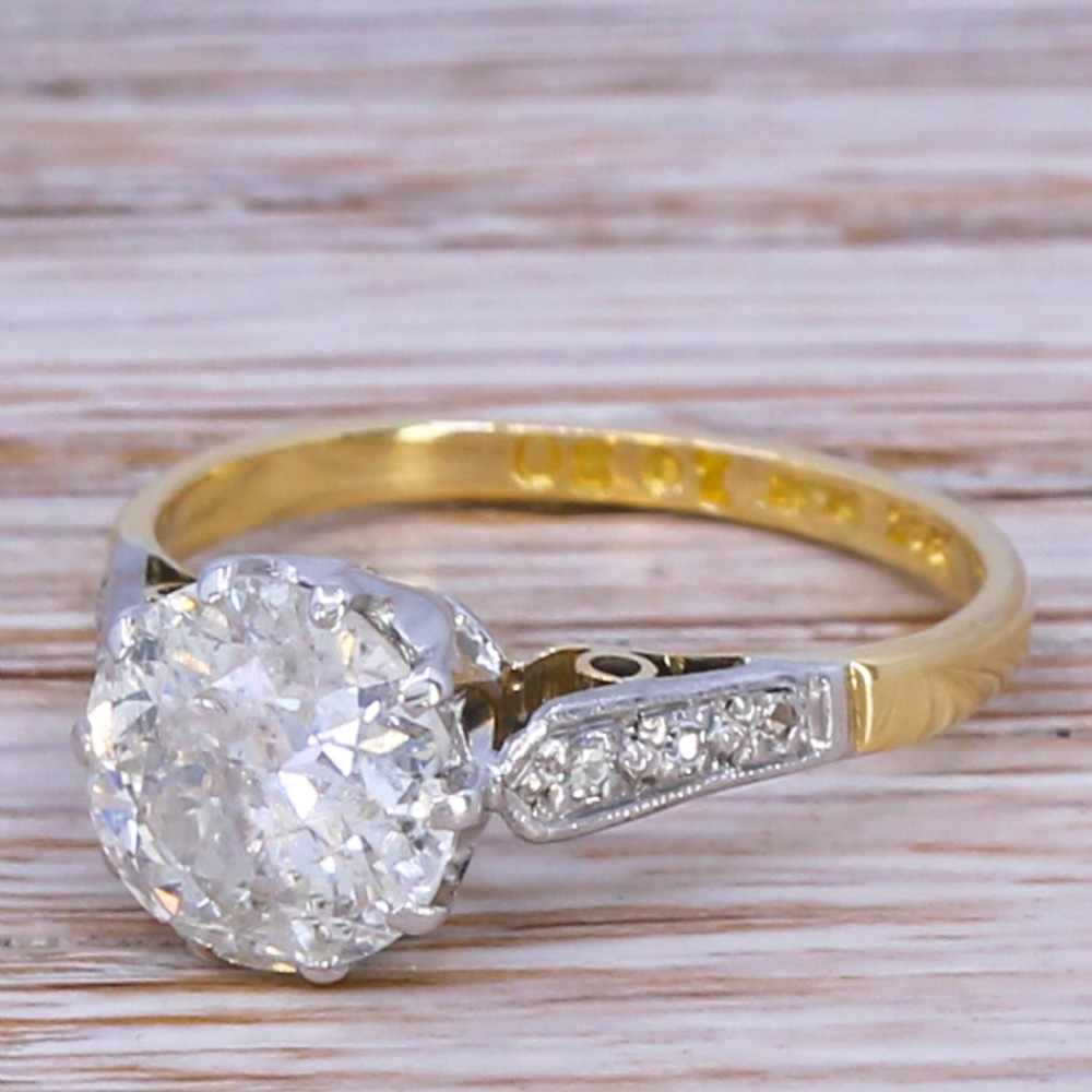 Art Deco 1.77 Carat Old Cut Diamond Engagement Ring, circa 1940