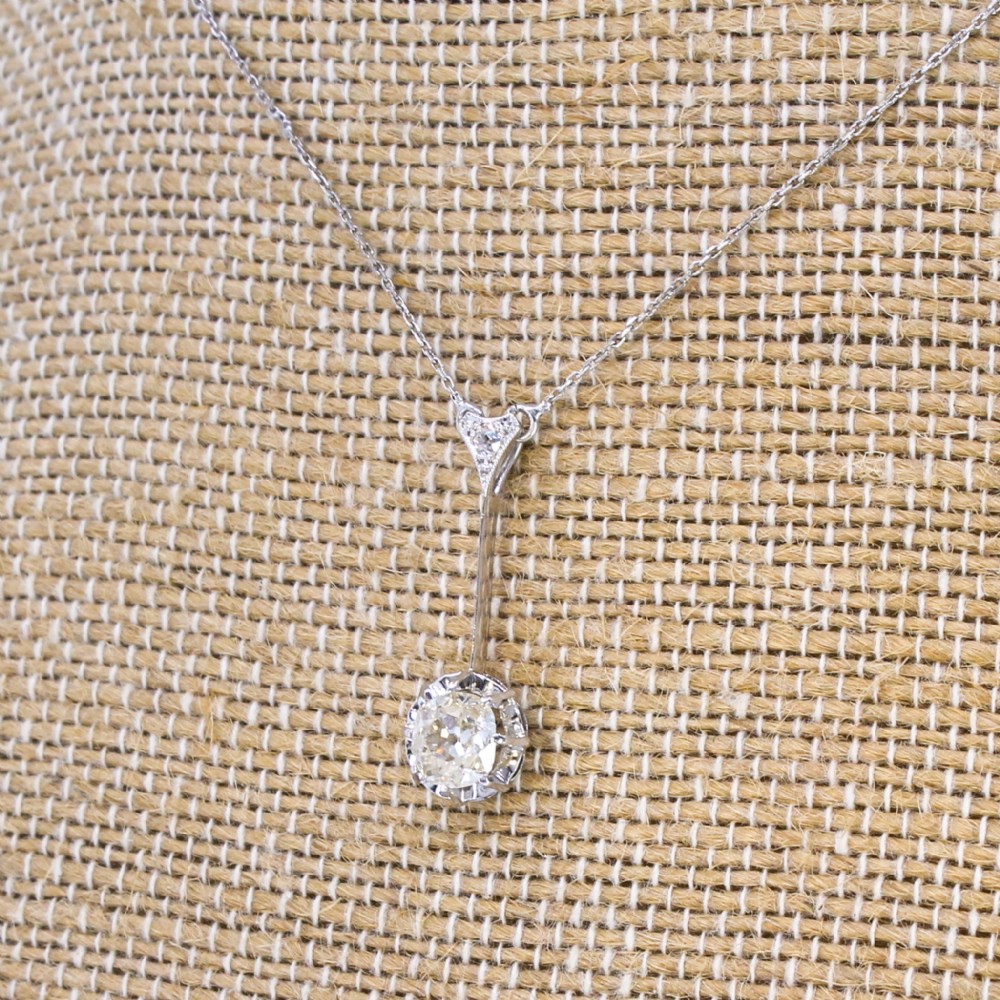 Art Deco 0.74 Carat Old Cut Diamond Pendant, circa 1920