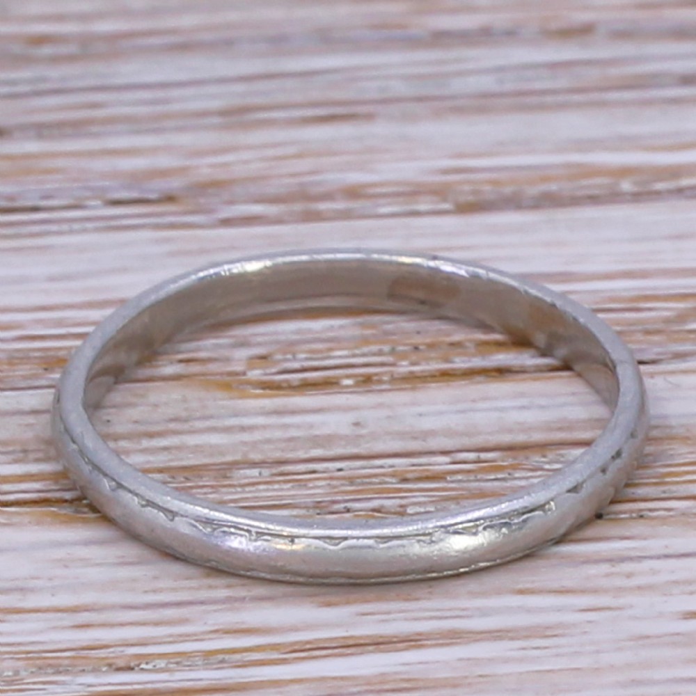 Art Deco Wedding Band Ring, Platinum