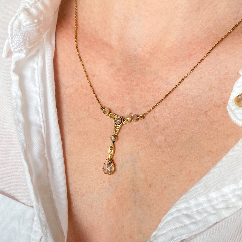 Victorian 1.00 Carat Rose Cut Diamond Necklace, circa 1870 View II