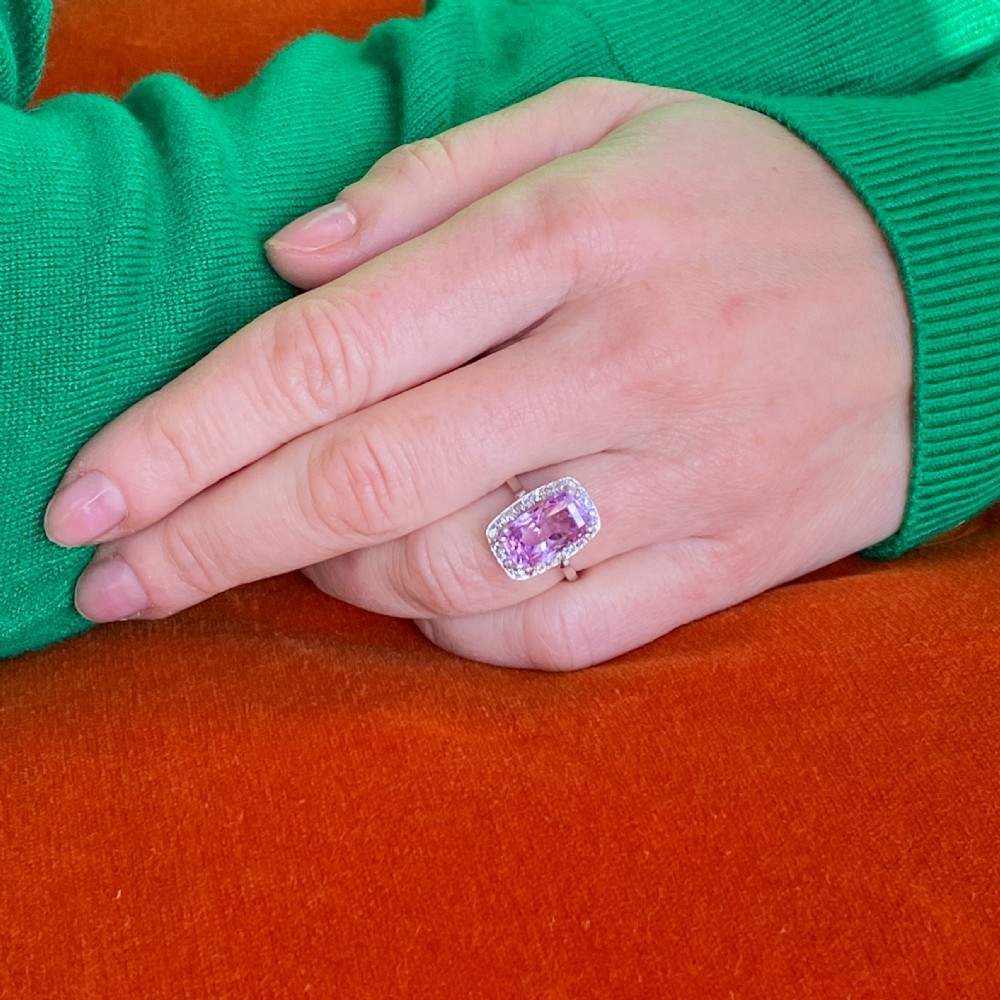 Mid Century 4.83 Carat Natural Ceylon Pink Sapphire Cluster Ring, circa 1955 View VIII