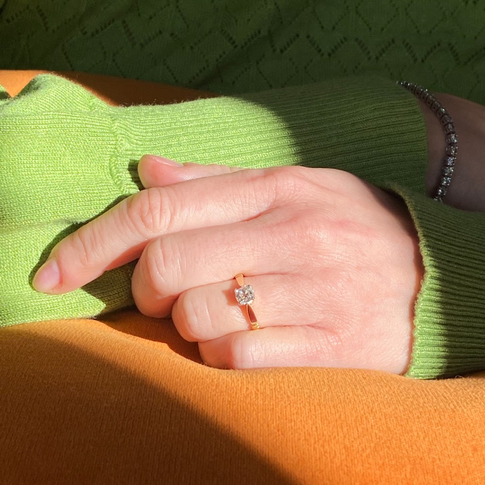 Art Deco 0.61 Carat Old Cut Diamond Engagement Ring, circa 1920 View VIII
