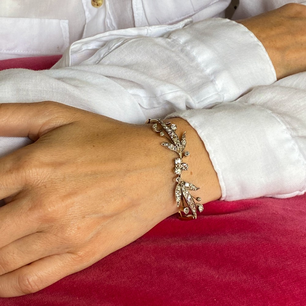 Art Nouveau 3.32 Carat Old Cut Diamond Bracelet, circa 1910 View II
