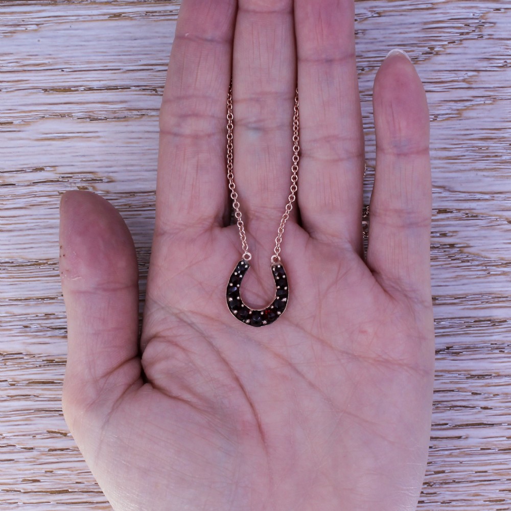 Victorian Garnet Horseshoe Necklace, circa 1890 View VI