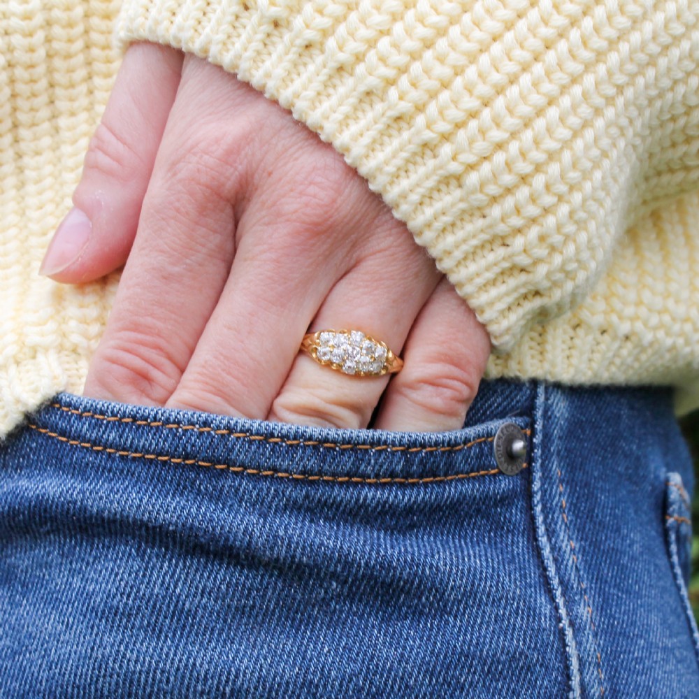 Victorian 0.98 Carat Old Cut Diamond Cluster Ring, circa 1880 View X