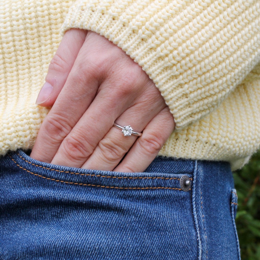 0.52 Carat Old Cut Diamond Engagement Ring, Platinum View IX