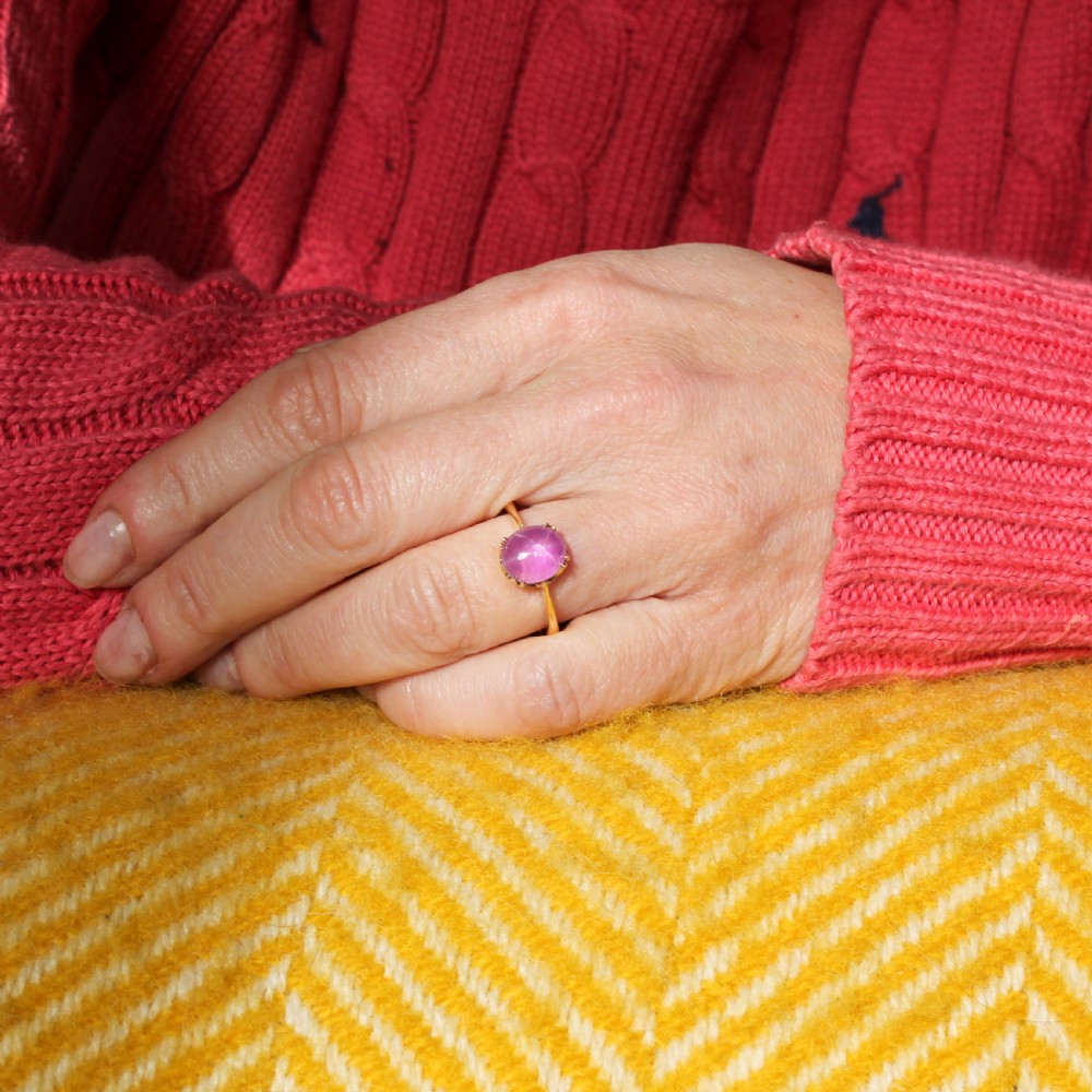 Edwardian 3.94 Carat Mogok Burmese Pink Sapphire Solitaire Ring, circa 1910 View VIII