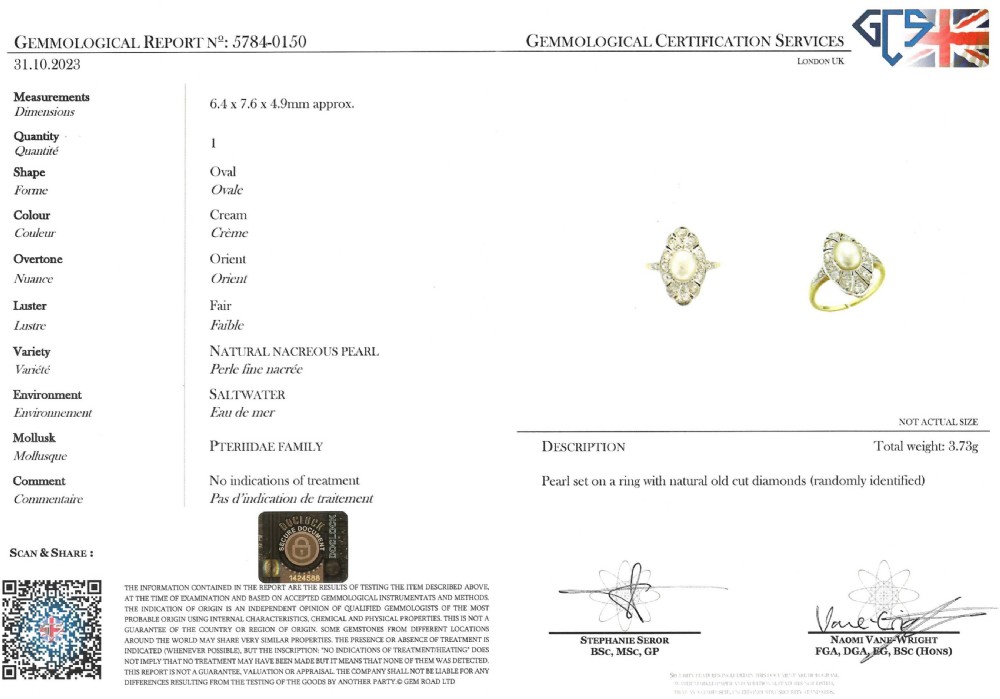 Art Nouveau Natural Pearl & Old Cut Diamond Ring, circa 1910 View VII