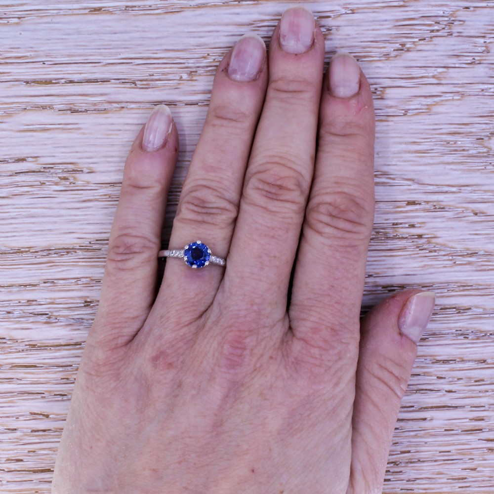 Mid Century 1.26 Carat Ceylon Sapphire Solitaire Ring View VI
