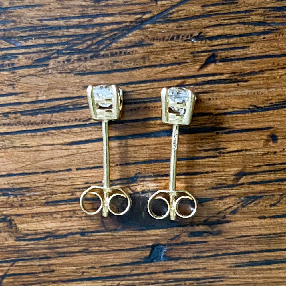 0.41 Carat Old European Cut Diamond Stud Earrings, 18k Gold View V