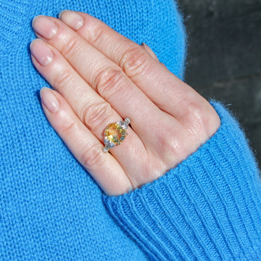 Mid Century 2.52 Carat Ceylon Yellow Sapphire Solitaire Ring, circa 1950 View IX