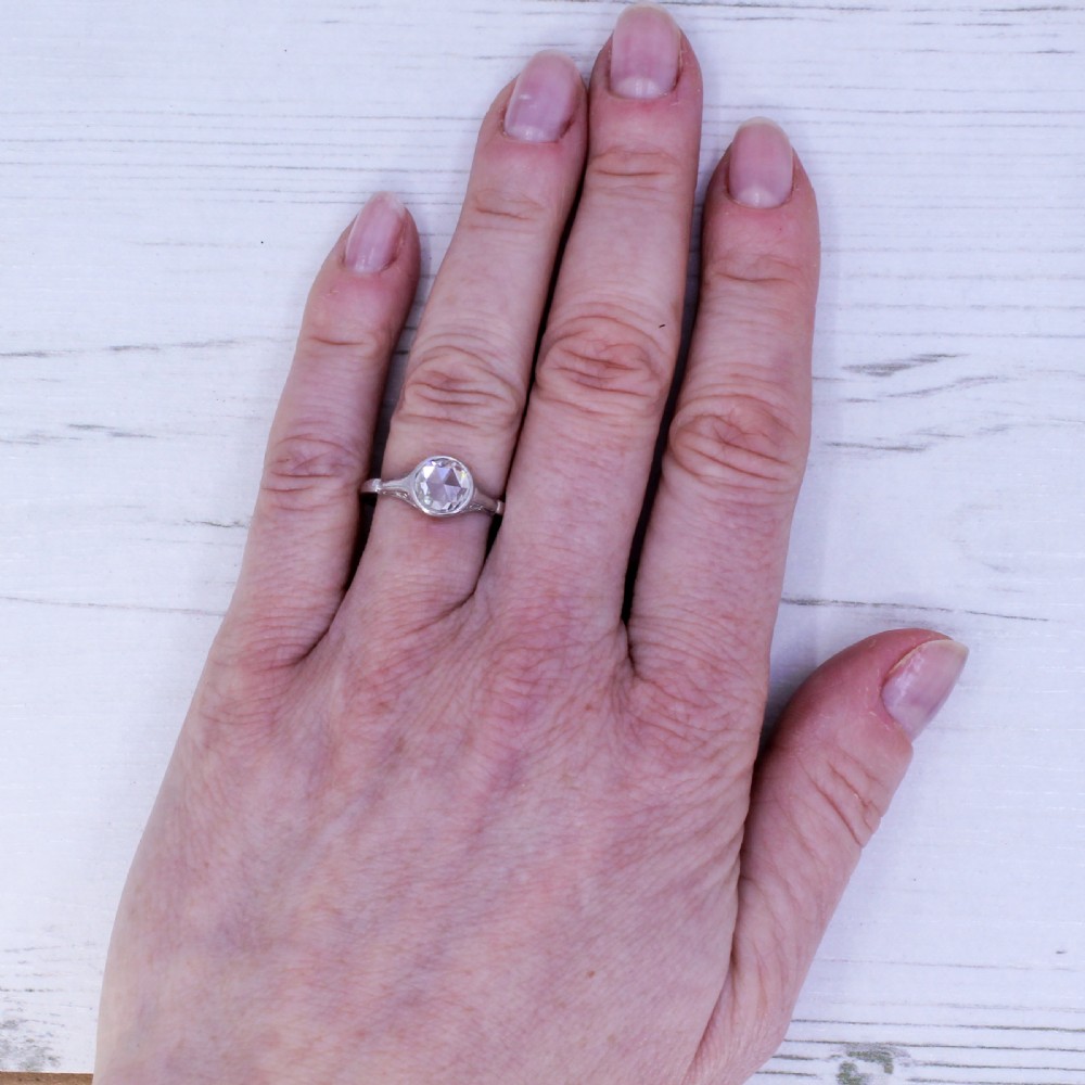 Edwardian 1.00 Carat Rose Cut Diamond Solitaire Ring, circa 1910 View VI