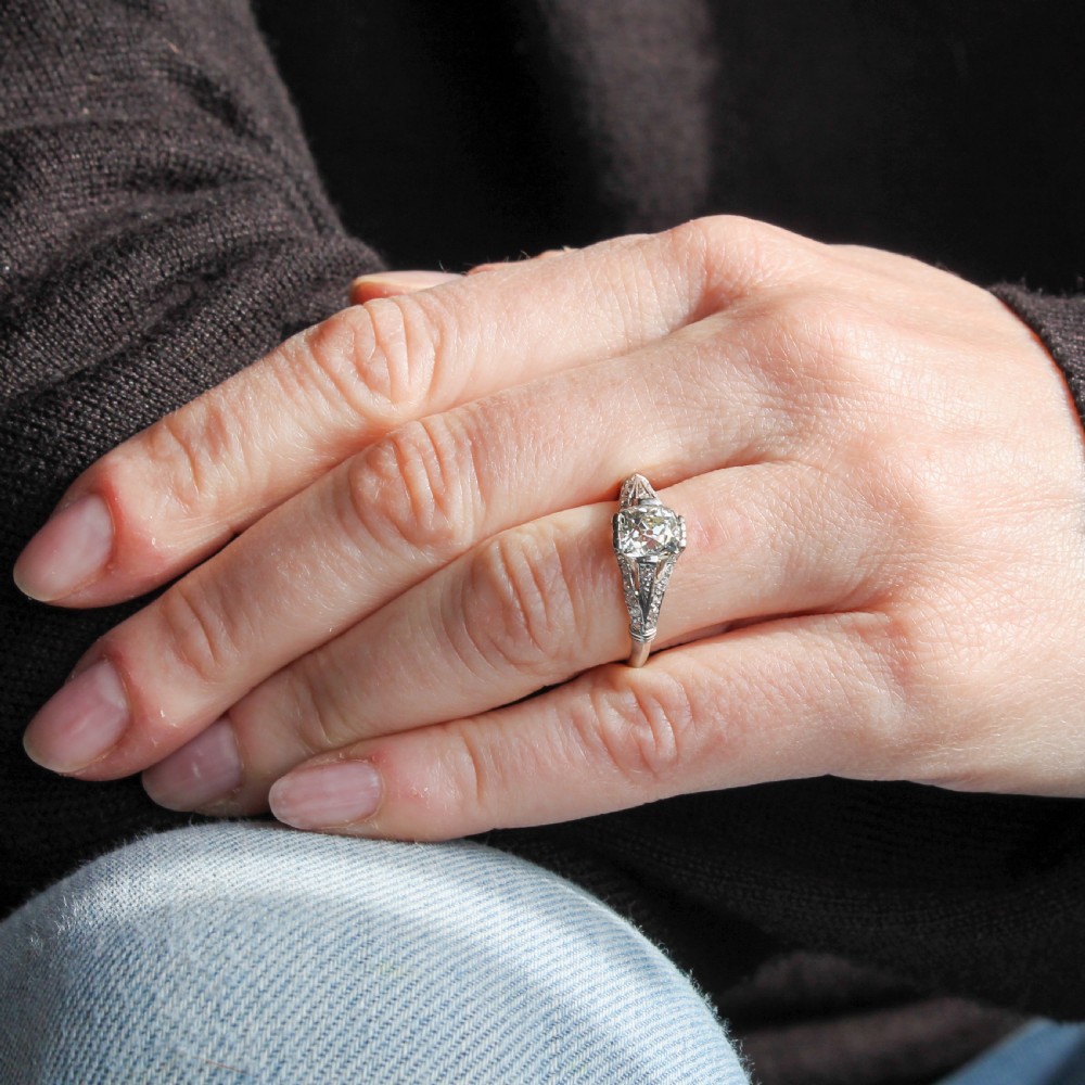 Edwardian 1.32 Carat Old Cut Diamond Engagement Ring, circa 1910 View II