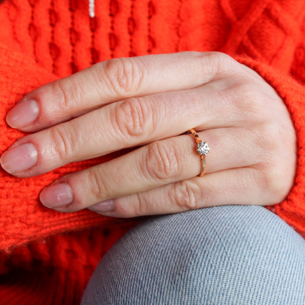 Art Deco 0.38 Carat Old Cut Diamond Engagement Ring, circa 1925 View VIII