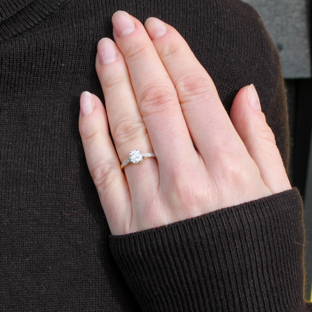 Art Deco 0.64 Carat Old Cut Diamond Engagement Ring, circa 1920 View V