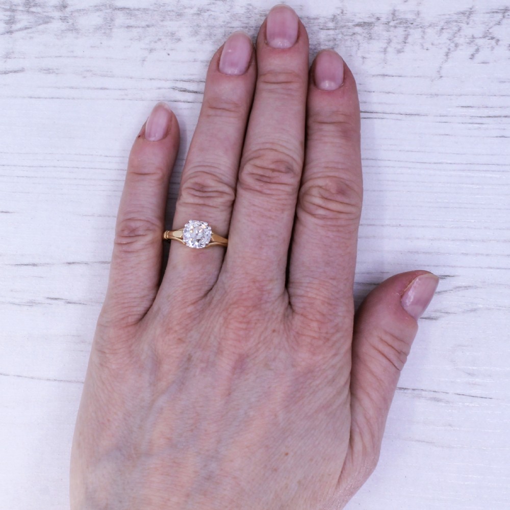 Mid Century 1.72 Carat Old Cut Diamond Engagement Ring, circa 1950 View VI
