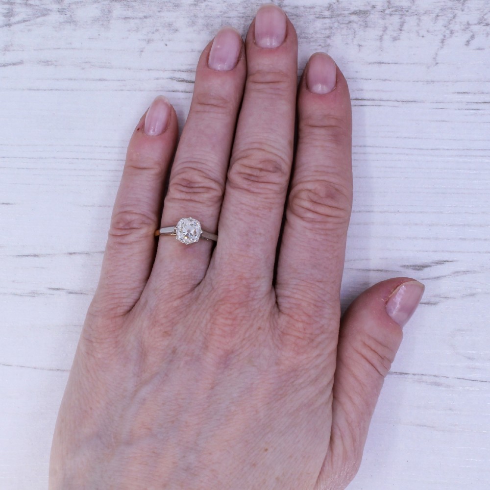 Edwardian 1.54 Carat Old Cut Diamond Engagement Ring, circa 1910 View IX