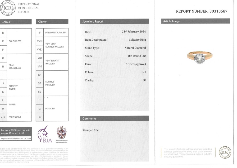 Mid Century 1.15 Carat Old Cut Diamond Engagement Ring, circa 1950 View X