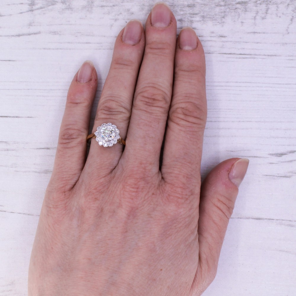 Mid Century 1.44 Carat Old Cut Diamond Cluster Ring, circa 1950 View VI