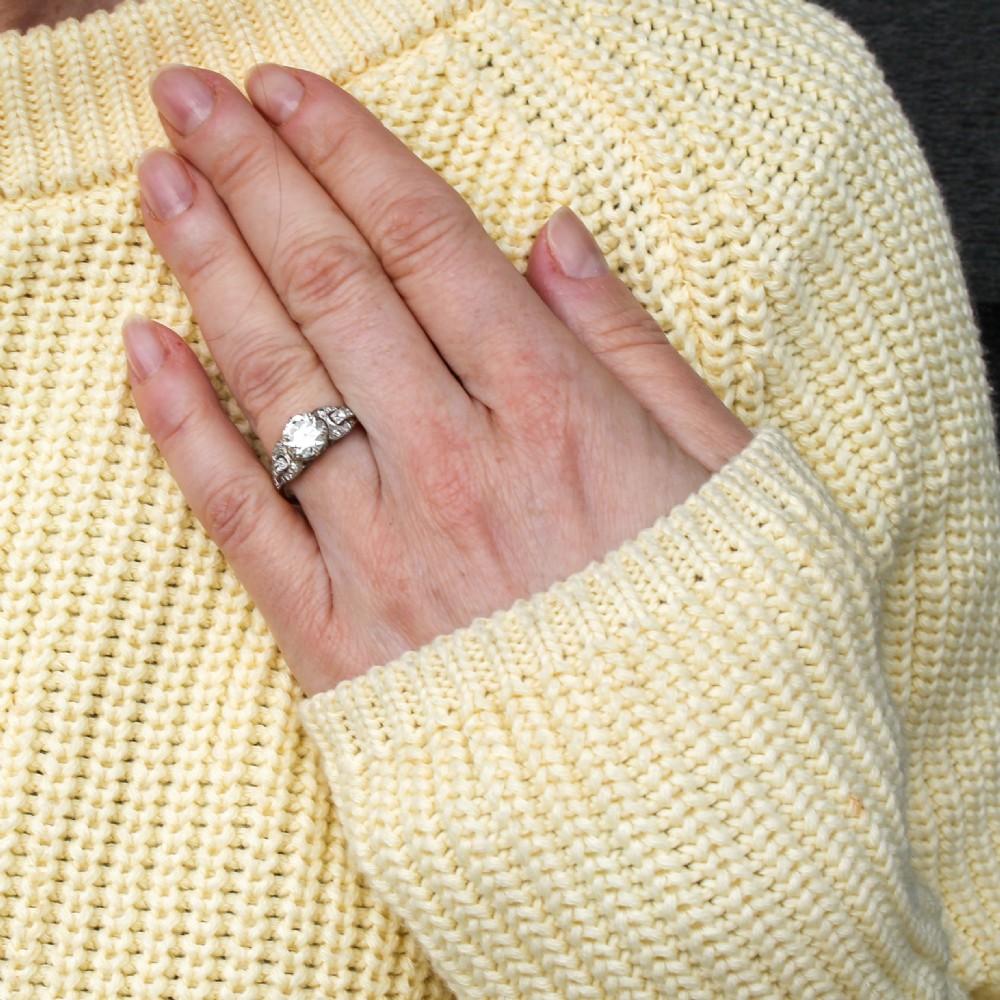 Edwardian 1.41 Carat Old Cut Diamond Engagement Ring, circa 1910 View V