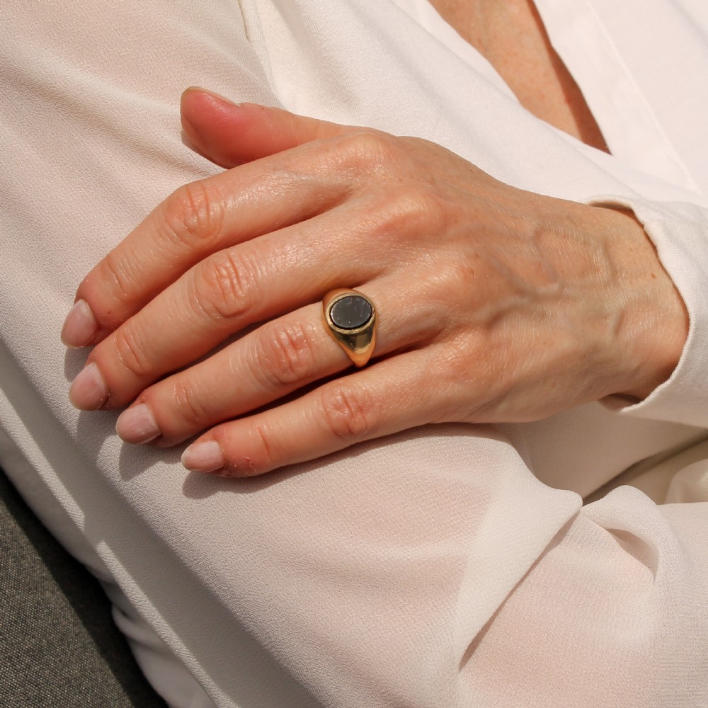 Mid Century Onyx Signet Ring, dated 1968 View IV