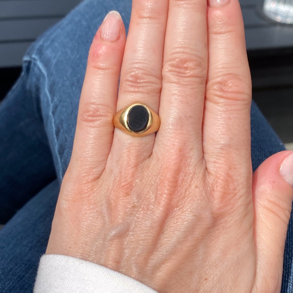 Mid Century Onyx Signet Ring, dated 1968 View VI