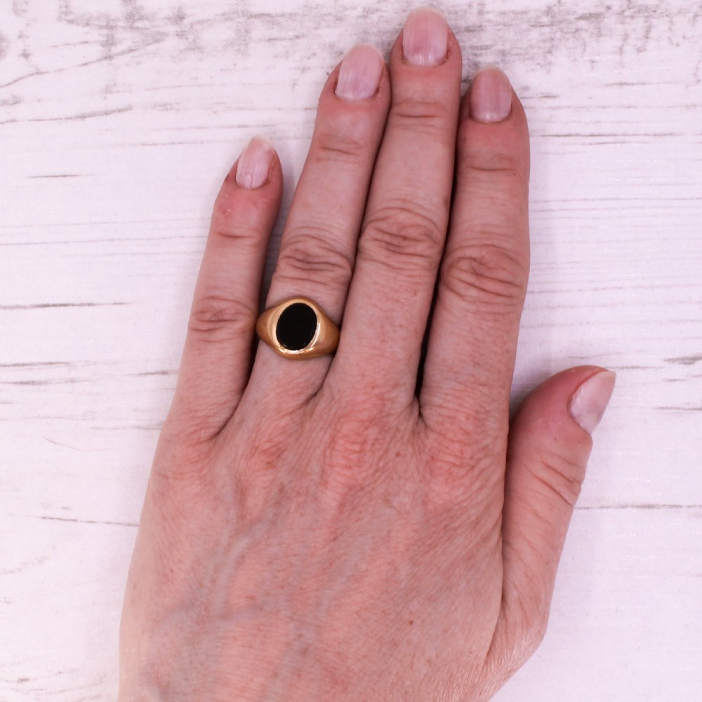 Mid Century Onyx Signet Ring, dated 1968 View VIII