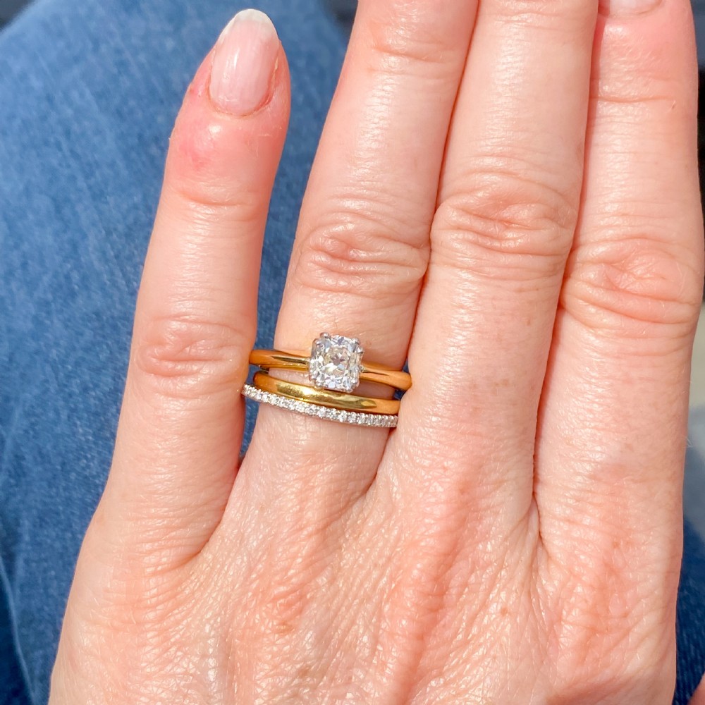 Mid Century 0.91 Carat Old Cut Diamond Engagement Ring, circa 1950 View VI