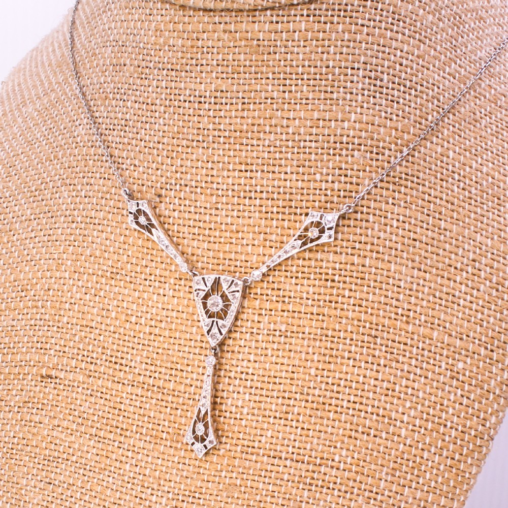 Mid Century 0.66 Carat Old Cut Diamond Necklace