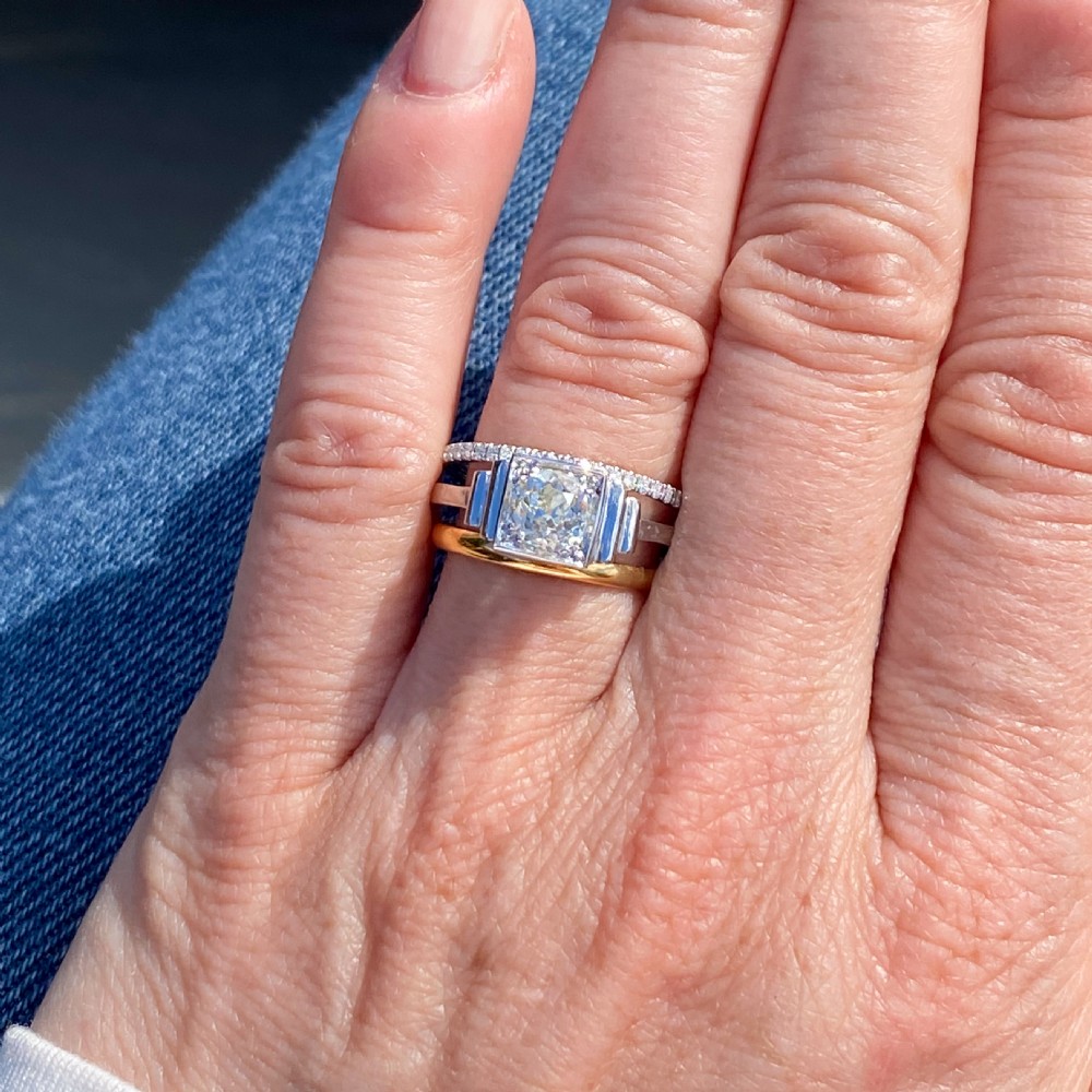 Mid Century 0.84 Carat Old Cut Diamond Engagement Ring, circa 1950 View VI