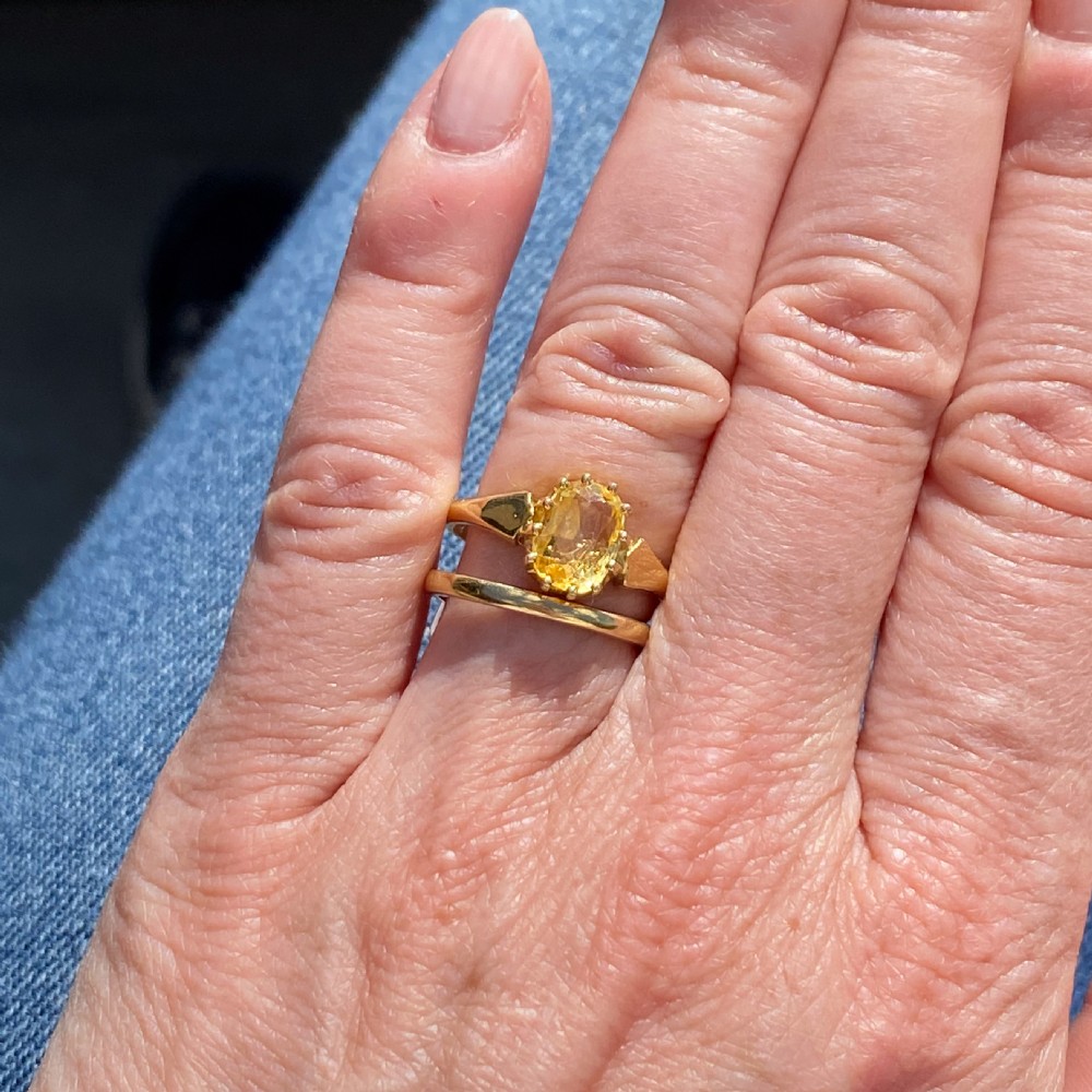 Victorian 1.97 Carat Natural Ceylon Yellow Sapphire Solitaire Ring, circa 1900 View IX
