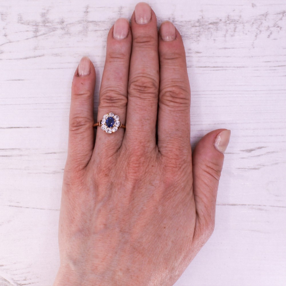 Victorian 0.63 Carat Sapphire & 0.90 Carat Diamond Ring, circa 1890 View VIII