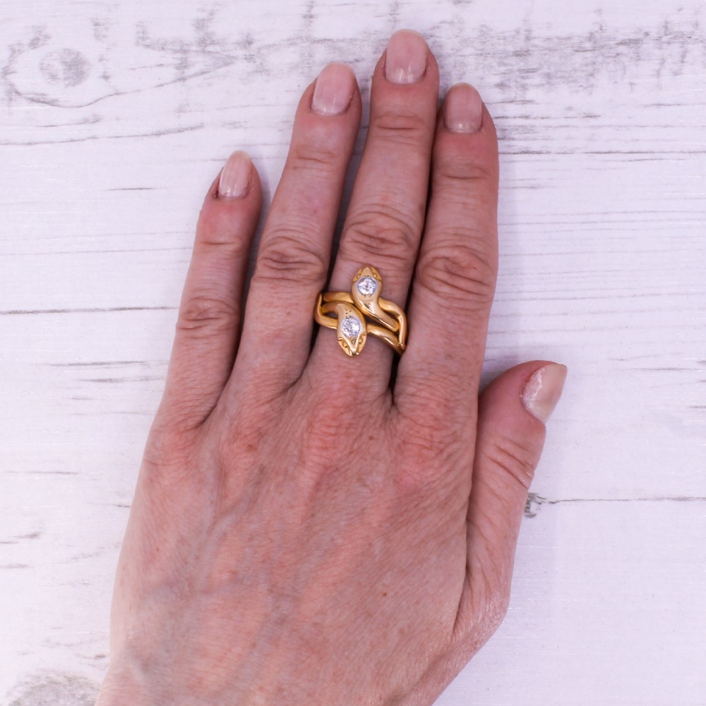 Victorian 0.40 Carat Old Cut Diamond Snake Ring, circa 1900 View VII